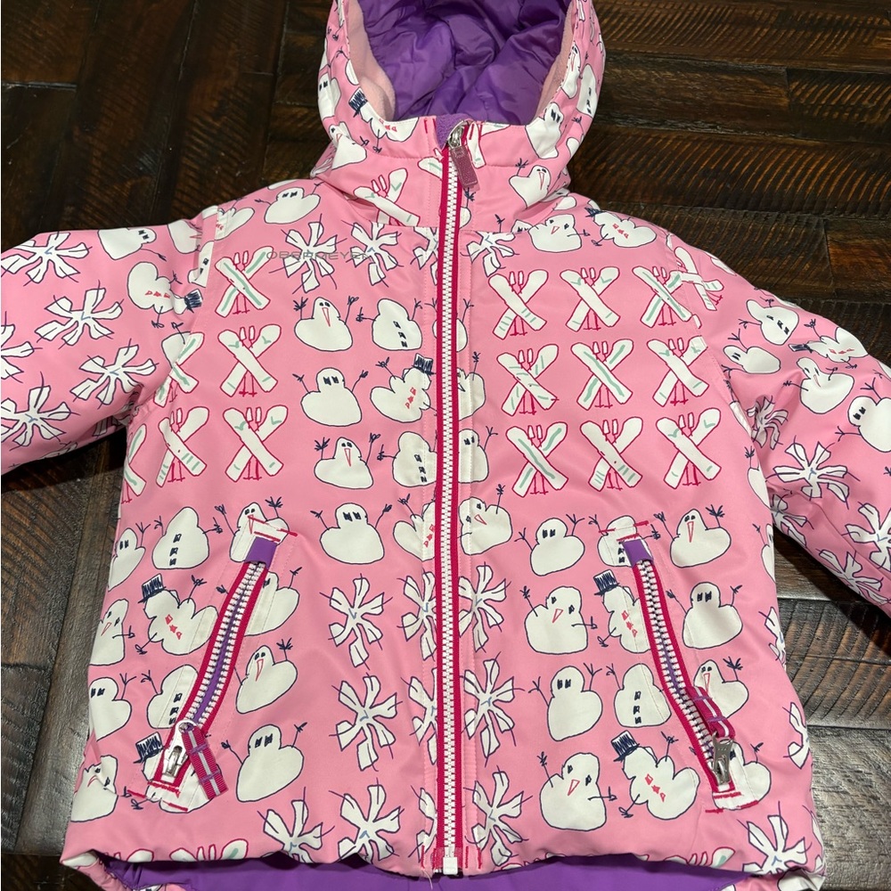 Obermeyer Pink Snowman Print Kids Jacket